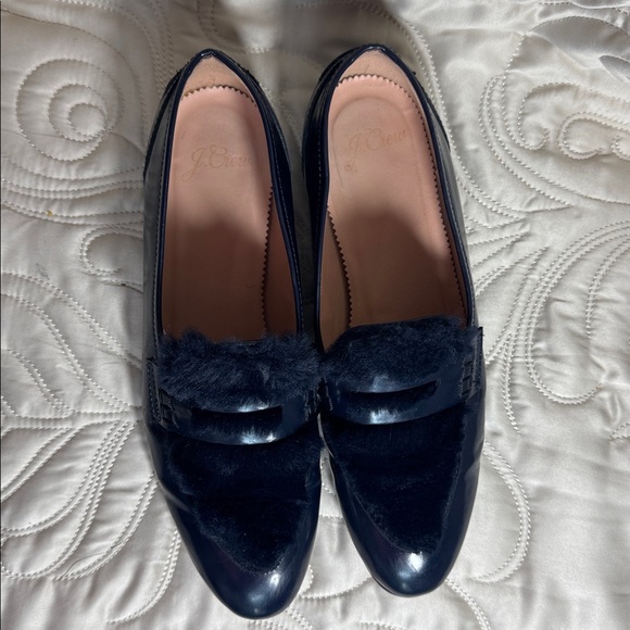 Navy Loafers with Fur Detail - Picture 2 of 5